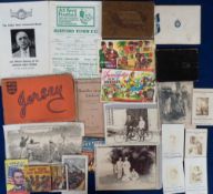 Ephemera, a mix of 19th and 20th C ephemera, inc. Birthday book (chromo pages), folded cutout