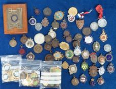 Medals, 80+ assorted medals 1899 onwards to include football, athletics, Navy League, Leatherhead