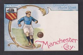 Football postcard, Manchester City, art style from the Dainty Series (not pu but writing to back,