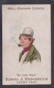 Cigarette card, Edwd. J Newbegin, Well-known Songs, type card, 'An Irish Piper' (just gd) (1)