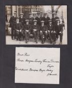 Football postcard, Burnley FC, photographic postcard showing Burnley team in civilian suits whilst