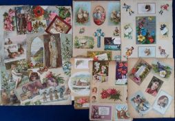Victorian Scrap Book Pages, 1000s scraps and greetings cards laid down double sided on loose album