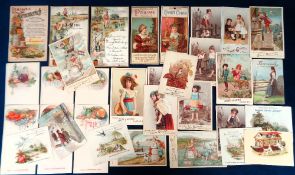 Trade cards, Continental, selection of approx. 30 large size advertising cards inc. De Beukelaer &