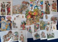 Ephemera, Scraps, 100s loose scraps, mainly Victorian to include birds, animals, children, soldiers,
