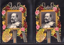 Trade cards, Holloway's, Royalty, (Die-cut) 12 cards, 'X' size, 4 showing British Royalty, King
