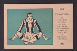 Olympics, Paris, 1924, Rugby postcard, a scarce St Raphael Series postcard, with Rugby Football