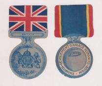 Trade cards, Barratt's, War Medals (shaped), two cards, 'Belgium Medal' & 'To Arms!' (gd)