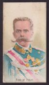 Cigarette card, Taddy, Royalty, Actresses & Soldiers, type card, King of Italy (some slight marks,