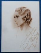 Autograph, Margaret Pickford (1892-1979) Canadian actress, a printed portrait with the