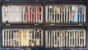 Writing Equipment, 70+ fountain pens (a few with gold nibs) and ball points to include Osmiroid,