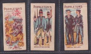 Trade cards, Poppleton's War Series, Brown lettering on front, 3 cards, In Action, Belgian Soldiers,