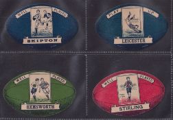 Trade cards, Rugby, Baines, 4 rugby ball shaped cards, Well played Skipton', 'Play up Leicester', '