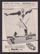 Trade card, USA, American Football, Betsy Ross Bread, College of the Pacific Tigers, type card,