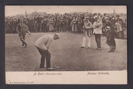 Golf postcard, A Herd (Champion 1902) & Andrew Kirkcaldy, sepia card by Wrench No 1979 (slight