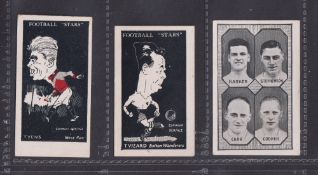 Trade cards, Football, Barratt 3 cards, Football Stars c1930 (2), T Vizard Bolton, T Yievs West Ham,