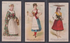 Cigarette cards, USA, Marburg Bros., National Costumes, three cards, Holland City, Russia Lady &
