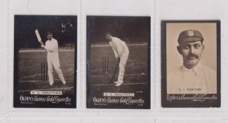 Cigarette cards, Cricket Ogden's Guinea Gold , 3 type cards all featuring Ranjitsinhji, New series 1