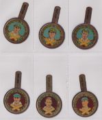 Trade issue, Boys Magazine, Lapel Badges, (Metal) Cricketers, (set of 6) (most with sl knocks/