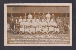 Football postcard, Tottenham Hotspur 1913-1914, sepia RP team group by Jones (pu 1914, slight corner