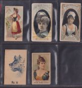 Cigarette cards, USA, 5 cards, Marburg National Costume card, Thos Hall Actresses (2), Spaulding &