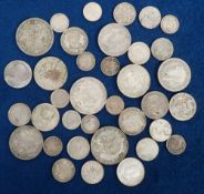 Coins, 170 grammes of UK silver coins all pre 1947 and some 19thC (mixed condition)