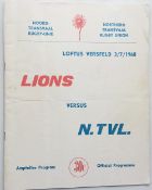 Rugby programme, Northern Transvaal v British Lions, 3 July 1968, programme from the game played