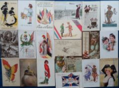 Postcards, Military, a patriotic military collection of approx. 56 cards, inc. anti German