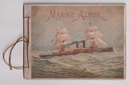 Printed Album, USA, E T Hazeltine, Marine Album, showing various artist-drawn ships and vessels, (