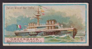 Cigarette card, USA, Marburg Bros, Typical Ships, type card, Italian Man of War Italia (some v sl