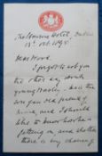 Autograph, Lord Roberts (1832-1914), Victorian era general, a hand written letter on Royal
