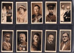 Cigarette cards, S. Mitchell, A Gallery of 1934 (set, 50 cards) inc. Don Bradman, Henry Cotton,