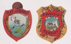 Trade cards, Football, Burnley FC, two shaped cards, one by Wm. Toole of Oldham 'A Good Shor