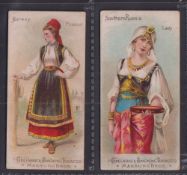 Cigarette cards, USA, Marburg Bros, National Costumes, 2 cards, Norway, Peasant & Southern Russia
