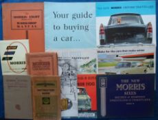 Motoring, Morris Brochures and Manuals, a collection of 13 1920s to 60s items to include brochures