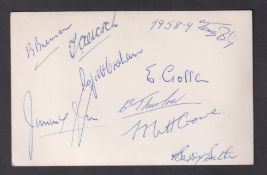 Football autographs, Norwich City, plain back photographic team group, 1958-59 showing the team that