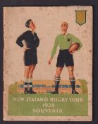 Rugby publication, 'New Zealand Rugby Tour 1928 Souvenir', small format 36 page booklet published