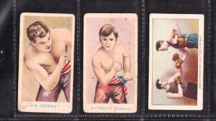 Trade cards, USA, Boxing 3 cards, 2 American Caramel Prize Fighters Jim Jefferies, Battling Nelson