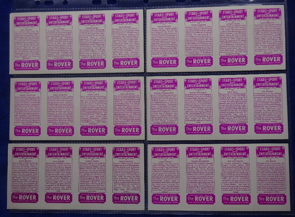 Trade cards, DC Thomson Rover Hotspur, Stars of Sport & Entertainment (set 48 cards) in a scarcer - Image 2 of 2