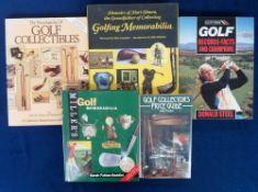 Golf books, 5 collectors books, Golf Collectors Price Guide by Taylor, 1983, Golfing Memorabilia