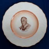Collectables, Franklin Roosevelt, WWII, 9” Solian Ware Patriotic wall plate, by Somo pottery (some