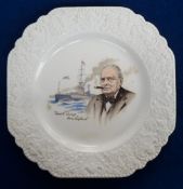 Collectables, Winston Churchill, WWII, a BCM 8.5” wall plate, coloured Churchill with Navy ships (
