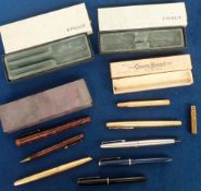 Writing Equipment, 8 items to comprise Parker 17 Lady with 14ct nib, Parker 14ct gold filled case