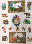 Victorian Scrap Book, 50+ pages of scraps featuring anthropomorphic (10 scraps), Father Christmas,