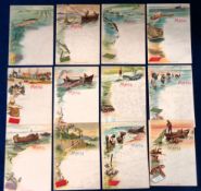 Trade cards, Suchard, Menu Cards, Fish, 'XL' size, ref II-23 (set of 12 cards) (gd)