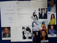 Autographs, TV Presenters, News Readers etc, approx. 30 signed items inc. Anna Ford signed letter