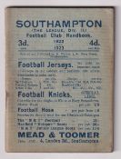 Southampton FC, Football League Club Handbook, 1922-23, small size, 80 pages with numerous player