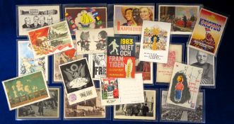 Postcards, a collection of approx. 48 continental size cards, with many political from Russia,