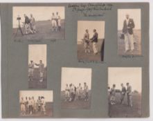 Golf photographs, three pages from a vintage photograph album with fifteen laid down b/w photos