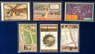 Postcards, Rail, 6 London Underground map cards, possible set published by W.H Smith, featuring