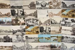 Postcards, Walton-on-Thames, 94 cards to include the Bathing Huts, Thames, High Street and other